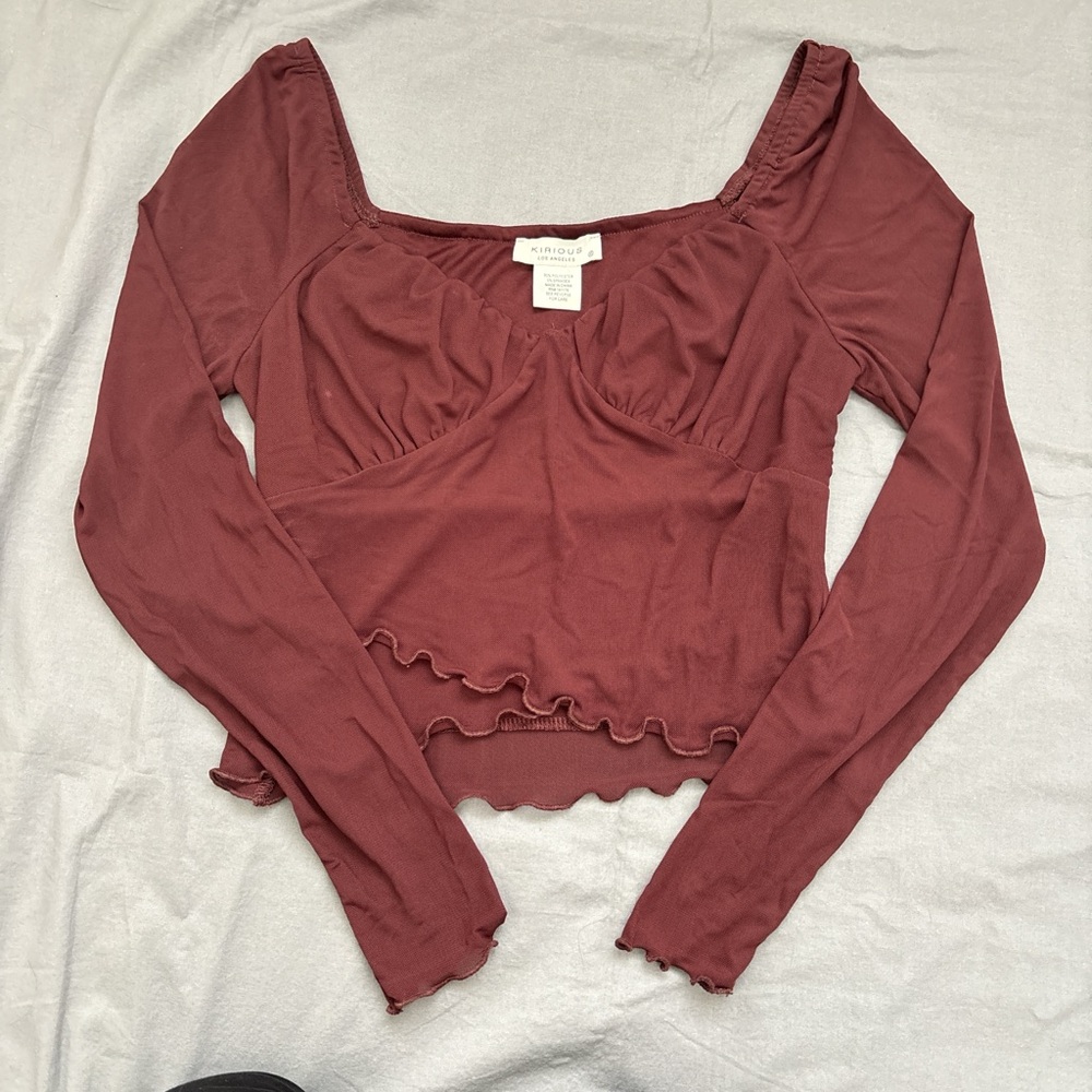 Elegant Maroon Long Sleeve Top